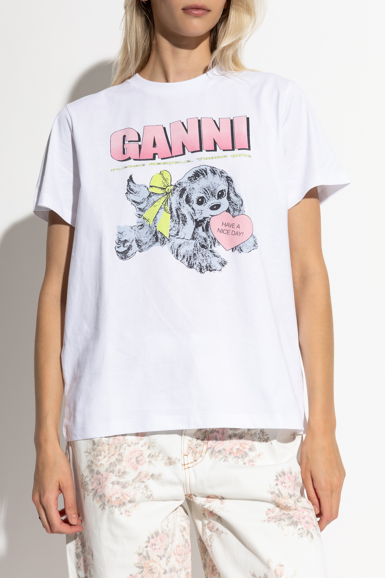 週末限定刺繍TシャツGANNI Ganni T-shirt with colorful print | Women's Clothing | Vitkac